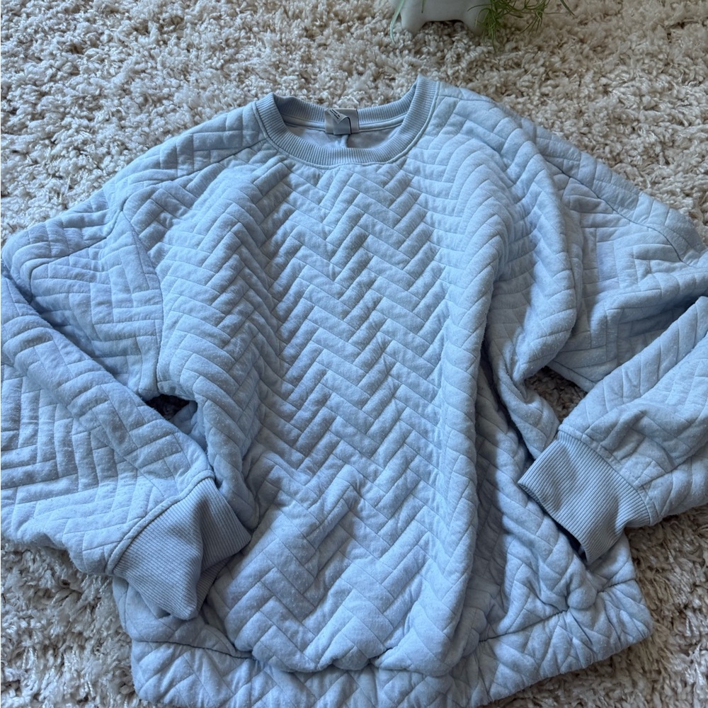 A New Day Blue Crew Neck Sweater with Textured Knit